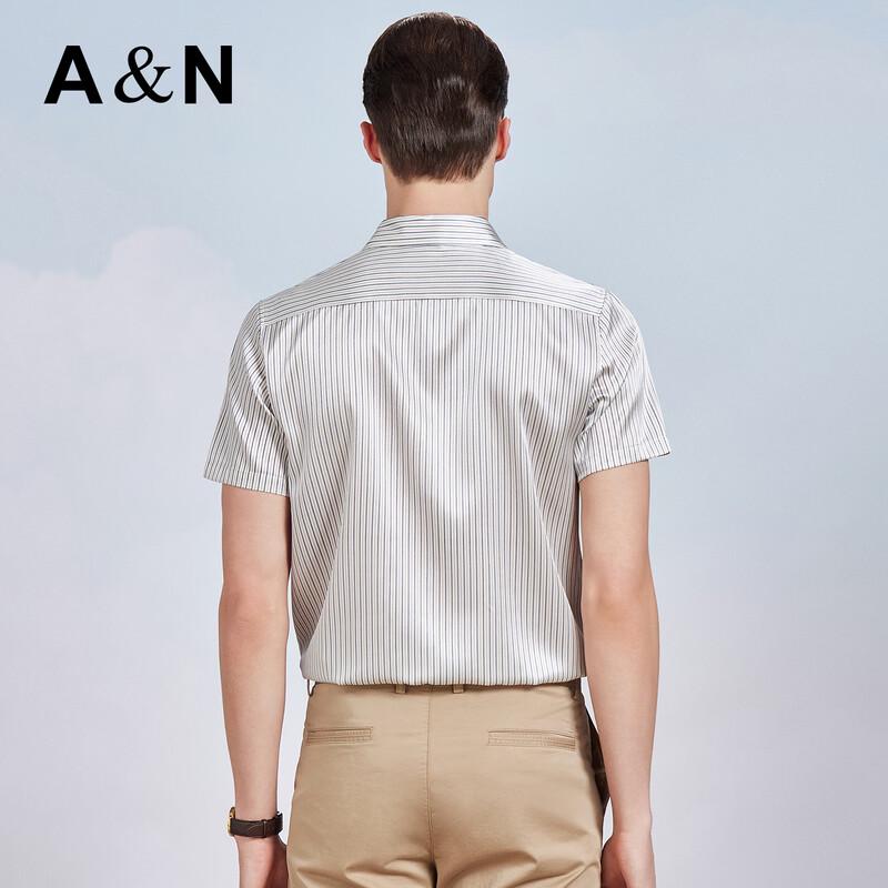 Antonio Men's 90.8% Silk Striped Short Sleeve Shirt