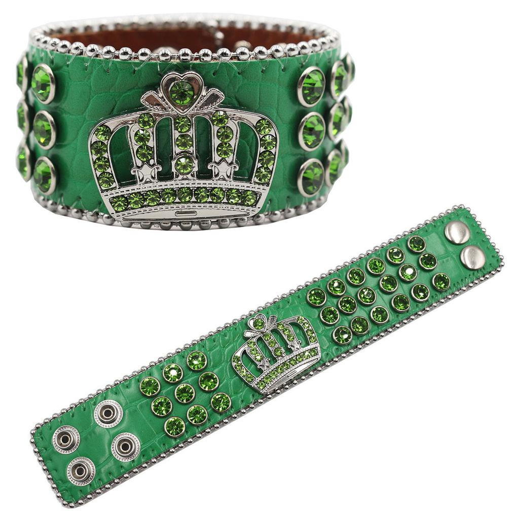 European and American Popular Crown Rhinestone Bracelet Jewelry Design Diamond PU Leather Hand Jewelry