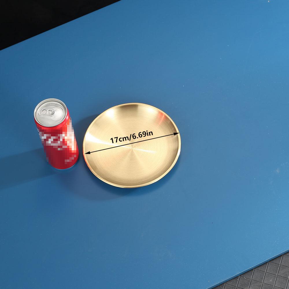 1pc Stainless Steel Plate Round Tray Vegetable Dish Plate Barbecue Restaurant Supplies Bone Dish Plate Decorative Dining Tray Fo