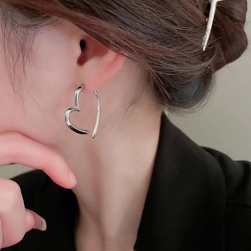 Semplici Orecchini Pendenti a Cuore alla Moda per Donne Ragazze Colore Oro Argento Orecchini in Metallo Liscio Pendenti Gioielli da Matrimonio Regalo