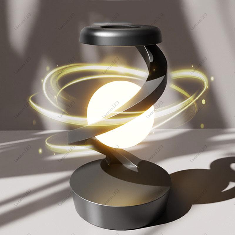 Rechargeable Magnetic Suspension Moon Lamp RGB with Wireless Phone Charger Floating Ball Light Unique Desk Light for Room Decor