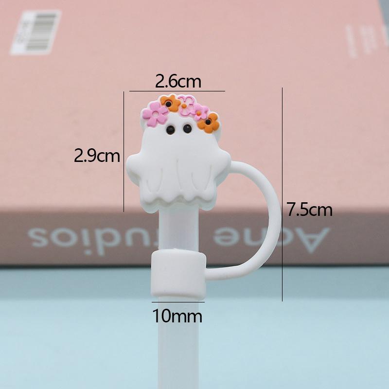 For Stanley Cup Accessories 2x Halloween Cute Ghost Dustproof Straw Toppers Parties For 10mm Drinking Straw Tips Lids Reusable
