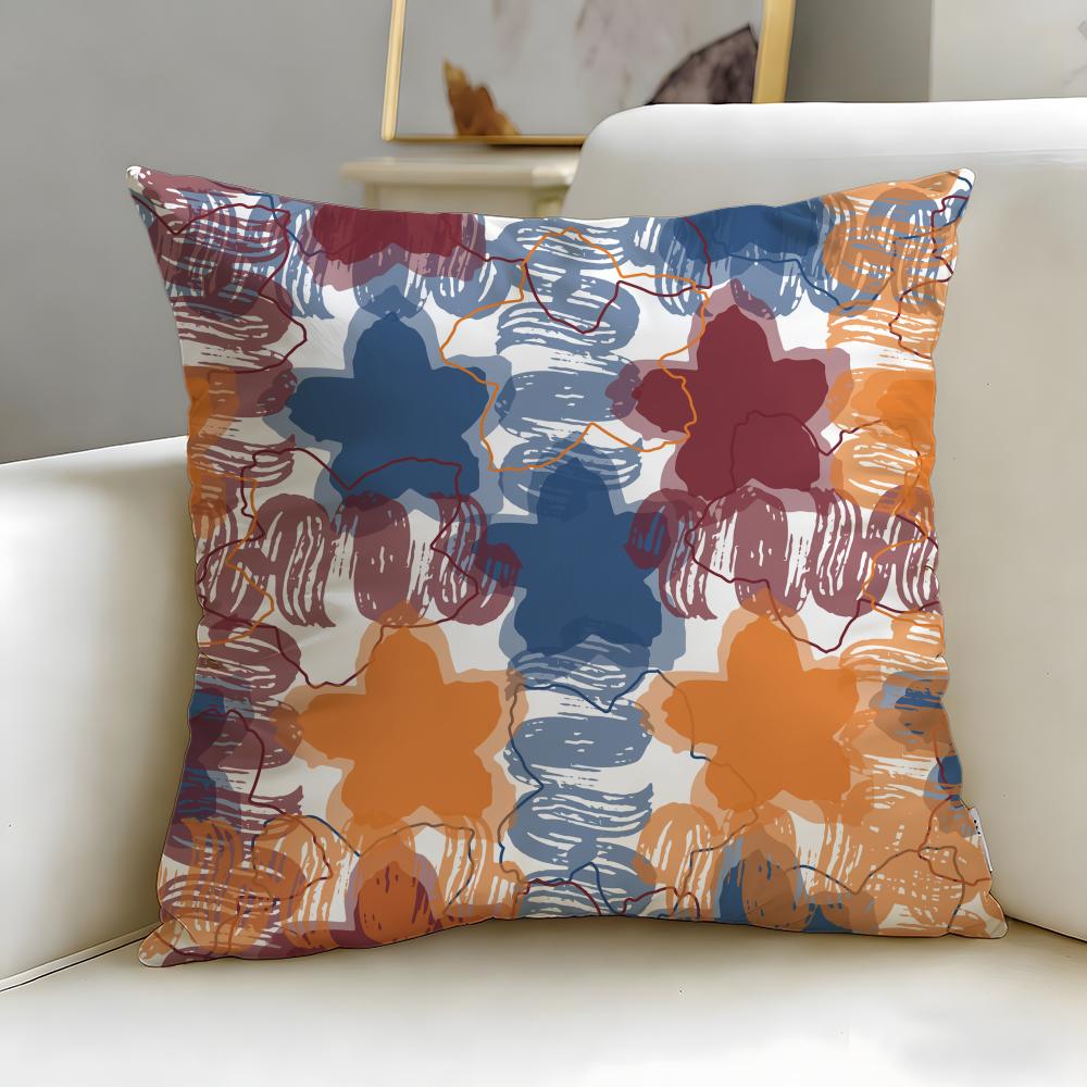 Art Theme Colorful Patchwork Pattern Cushion Cover Soft EasyWash Pillow Case Versatile for Couch Bed Travel and Office