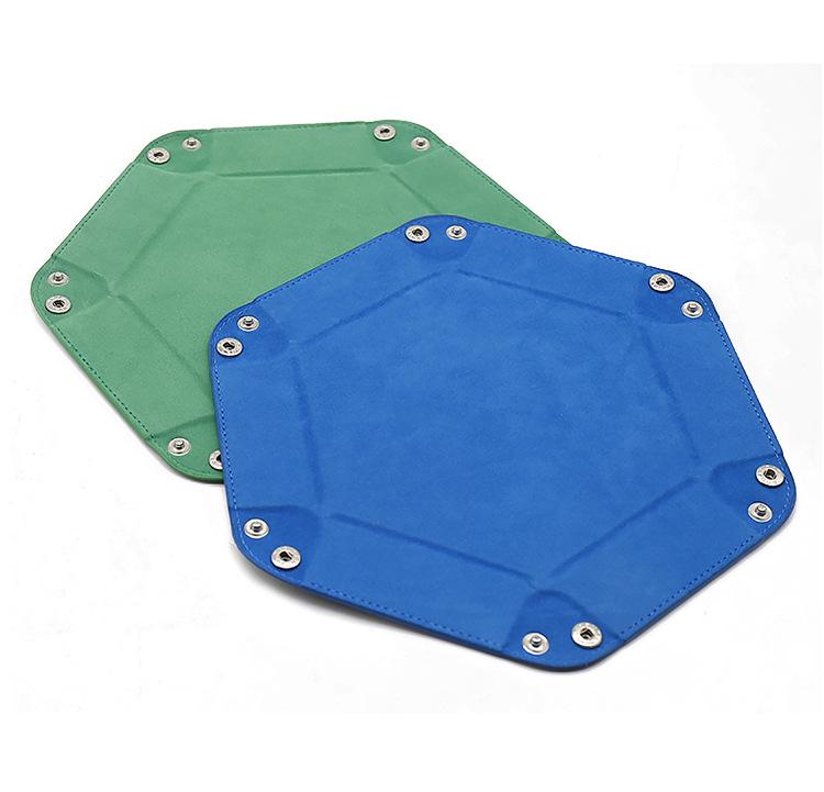 Hexagonal Velvet Dice Tray: Portable, Foldable PU Storage for Tabletop Games