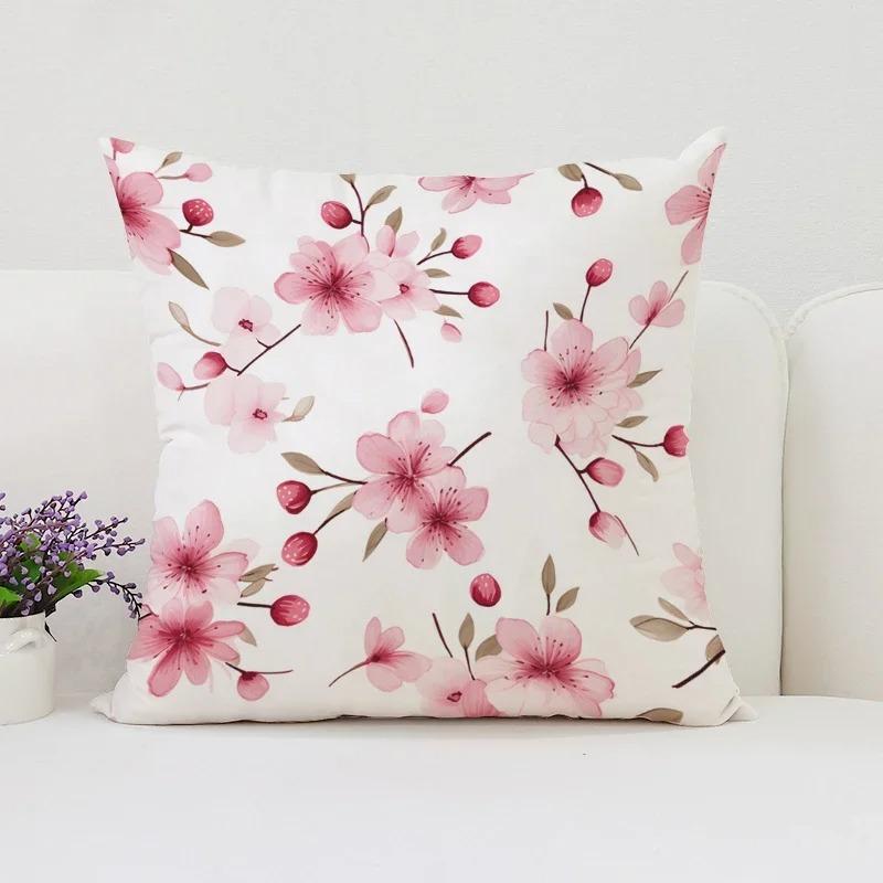 Cushion Cover 50X50 Japanese Cherry Blossom Bed Pillowcases Covers For Bed Pillows Pillow Cases 45X45 Cushions Cover Home Decor