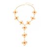 Resin Flower Pendant Choker Necklace for Women Vintage Adjustable Chain Jewelry Accessory