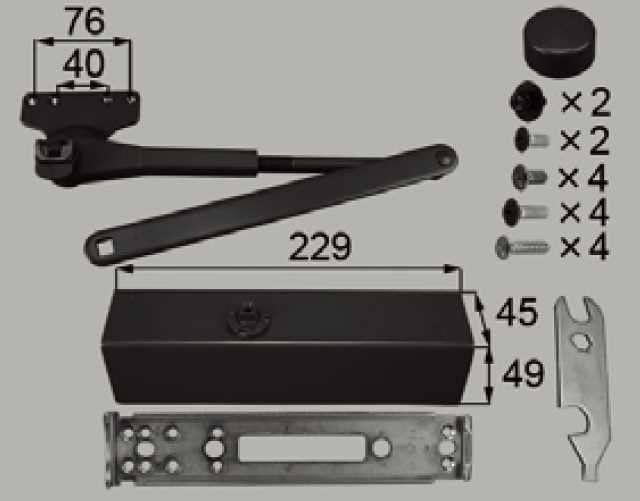 [Plenas 20] [Plenas 23] [Plenas II 20] [Plenas II 23] [Plenas S] Etc. TOSTEM / Tostem, MIWA Replacement, RYOBI Replacement, Door Closer Color Black