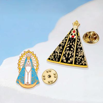 Edelstahl Unsere Liebe Frau von Luján Brosche UV-bedruckt Unsere Liebe Frau der Einsamkeit Brosche Gesegnete Maria Mutter Katholischer Schmuck