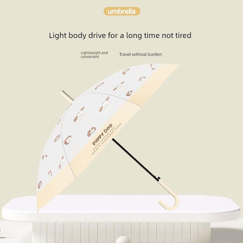 Children's Frosted Transparent Umbrella, Automatic Long-Handle Umbrella for Girls, Specifically Designed for Elementary School Students, Enlarged and
