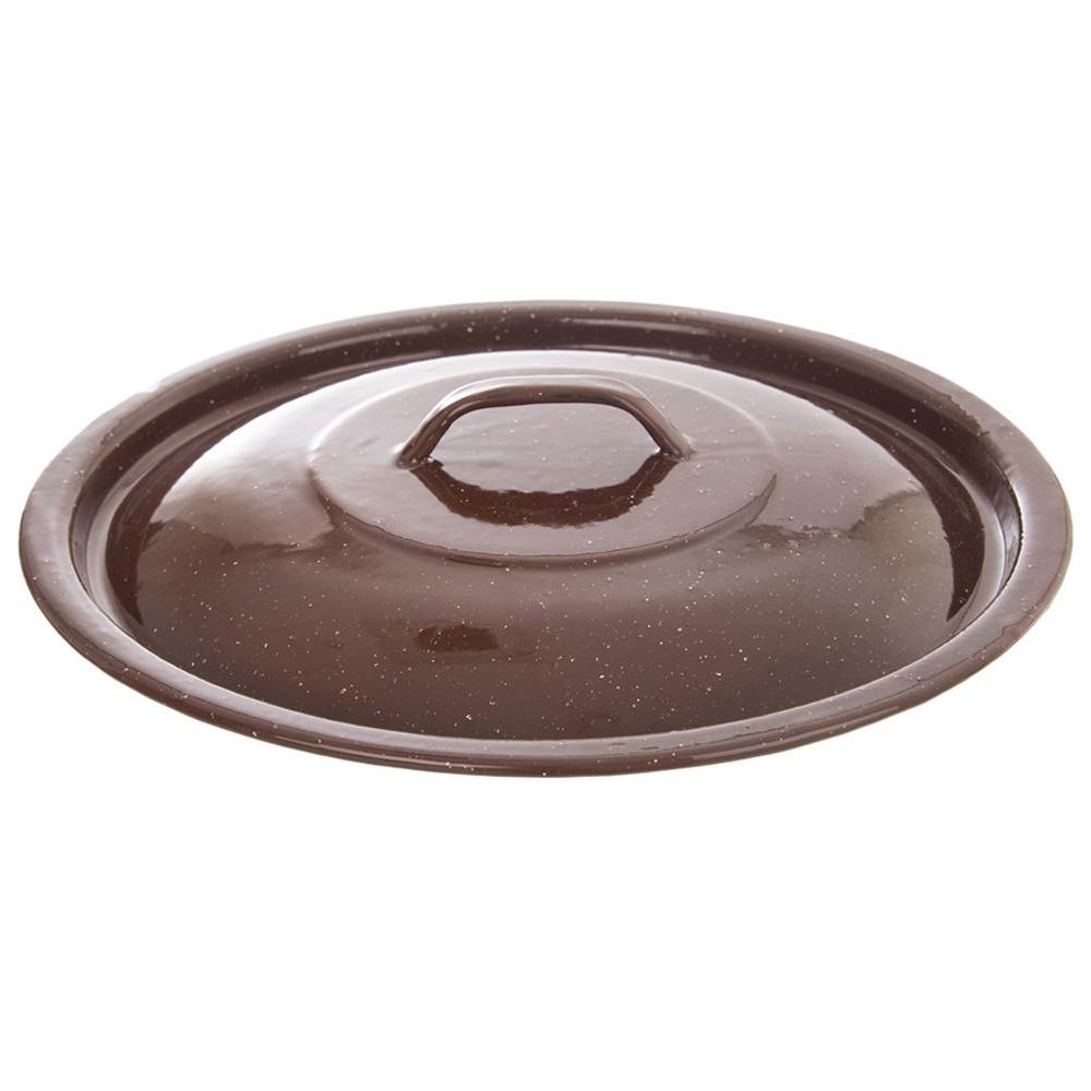 Enameled food milk bucket with lid, brown 10 l
