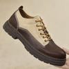 Foreign Trade Large Size Men's Autumn Cowhide Retro Handmade Leather Shoes Comfortable Business Leather Shoes Color Matching Casual Shoes Men