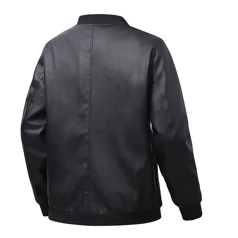 New Men's Spring Leather Jacket Solid Color Windproof Casual Jacket