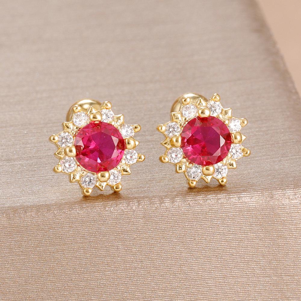 1Pair Exquisite Stainless Steel Zircon Flower Ear Stud Earrings For Women Tragus Small Cartilage Piercing Earring Korean Jewelry