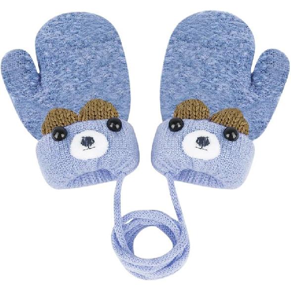 Baby Mittens Warm Mitts Infant Full Finger Gloves Magic Snow Mittens on String