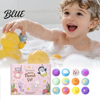 Bath Bombs Set for Children 12Pcs Ocean-Themed with Animal Toys Fizzy Colorful Bubble Balls Kids Natural Sea Salt Essential Oils Moisturizing