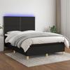 Exclusive House - Bed Slatted Base and Mattress and LED Black 140x190 Cm Fabric