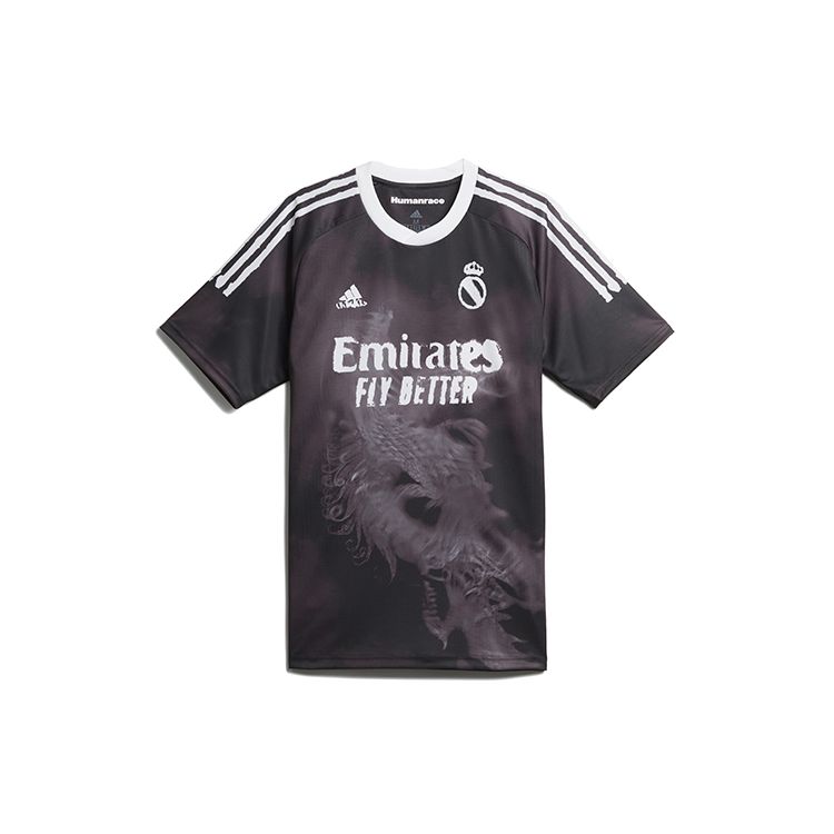 Adidas Pharrell Williams Human Race Real Madrid Men s Short Sleeve Soccer Jersey Black White GJ9110 S