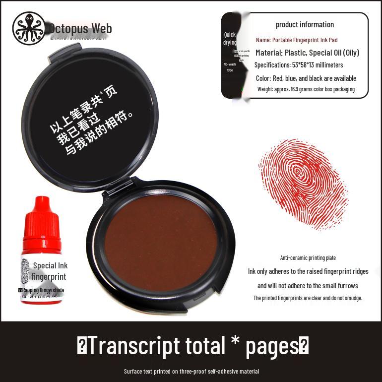 Quick-Drying Multi-Color Fingerprint Pad: Red, Blue & Black