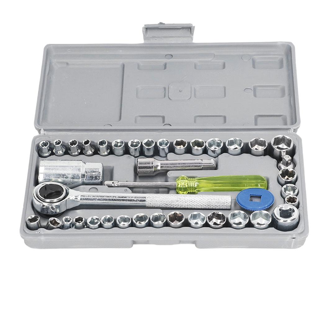 40Pcs Ratchet Wrench Socket Wrench Steel Screwdriver Tool Set Kit for Repair Maintenance