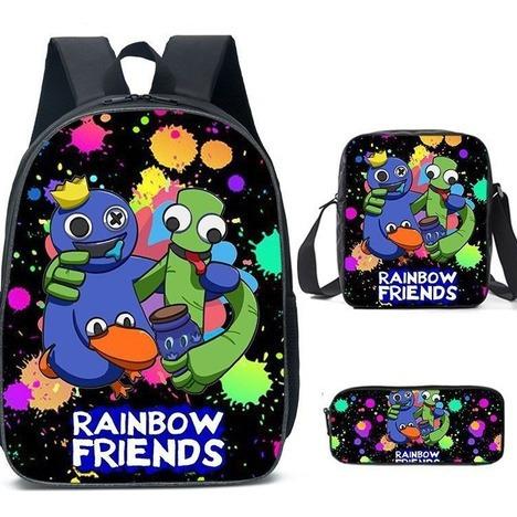Large Capacity Schoolbag with Shoulder Strap; Student Three-piece Pencil Case Set