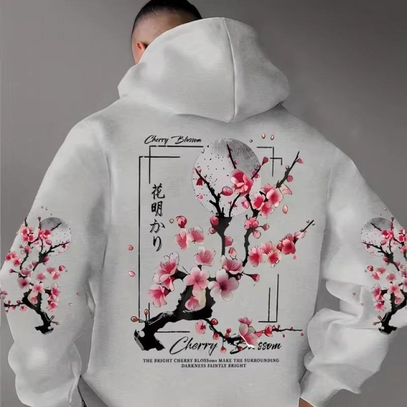 Unisex Hooded Sweatshirt With Vintage Print Loose Fit Long Sleeve Pullover Winter Casual Wear