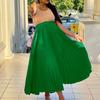 P with belt women's clothing new high waist large skirt medium and long pleated temperament drape skirt
