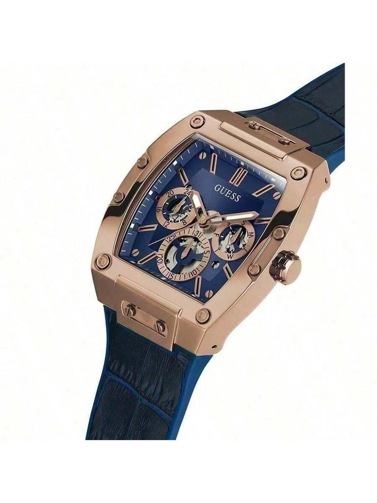 Herren Stilvolle Business Casual Drei-Augen Multifunktions Zifferblatt PU Lederarmband Quarz Uhr GW0202G8