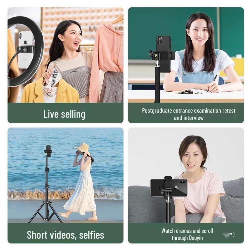 Multifunctional Desktop Tripod with Phone Holder & Fill Light for Live Streaming and Photography