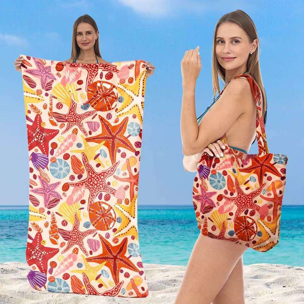 Beach Towel All-in-one Bag Microfiber 200-300g for Adult  Multi-colored Portable for Beach All-in-one Bag