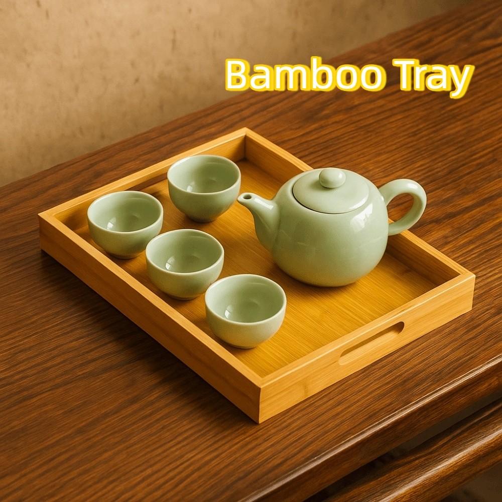 Rectangle Bamboo Tray Stylish Design Food Tray Multi-Purpose Fruit Tray  Kitchen Use