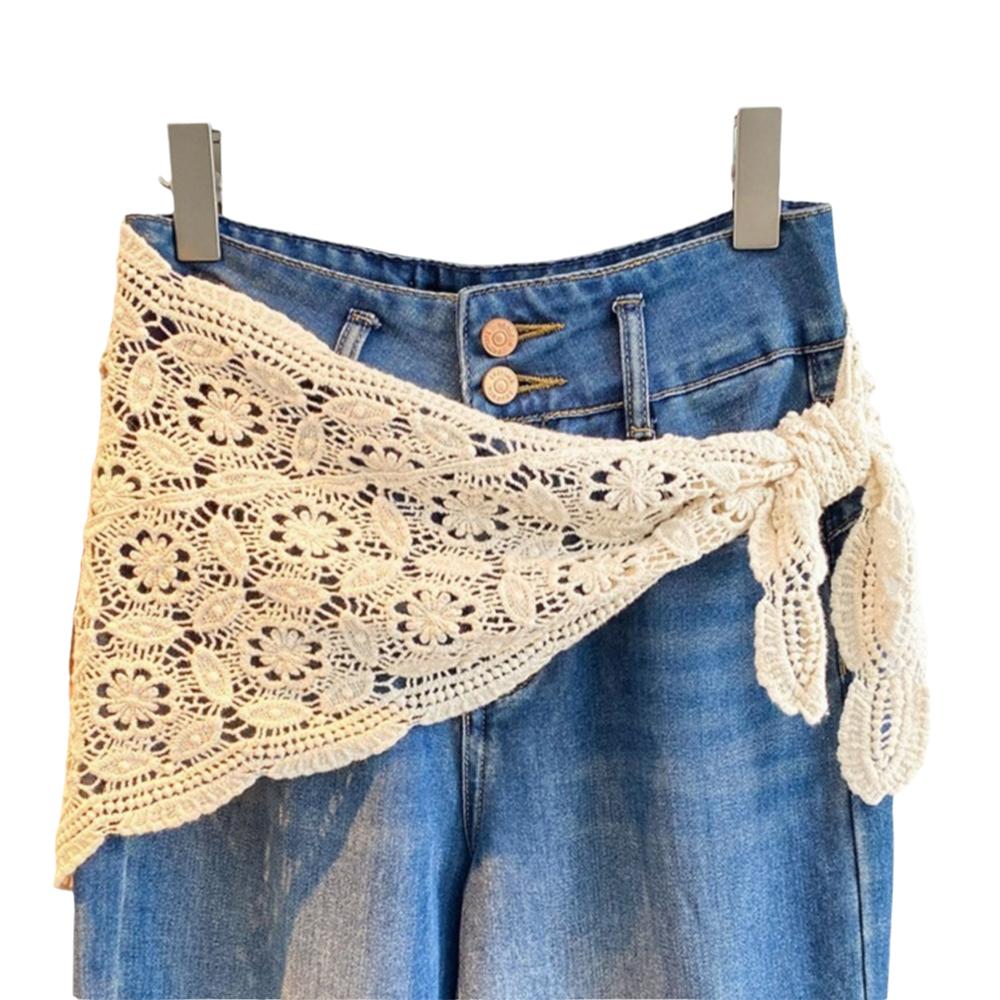 Ausgeschnittenes Furz-Vorhang-Spitzenbesatz-Schürzen-Wickelrock Trendiger Hüftvorhang Sommer