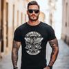 Rock American Retro Motorcycle Printed Loose T-shirt New Large-sized Short Sleeved Pure Cotton T Shirt for Men and Women Top Tee