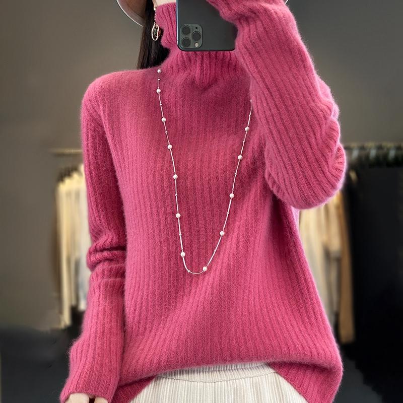 Women's Cashmere Sweater Qinghe Cashmere 30% Cashmere 70% Wool Women's Autumn and Winter Cashmere Pullover Soft and Warm