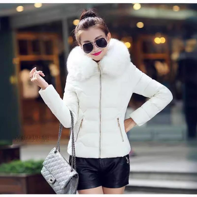 Autumn and winter new women's cotton-padded jacket short big fur collar women's cotton-padded jacket
