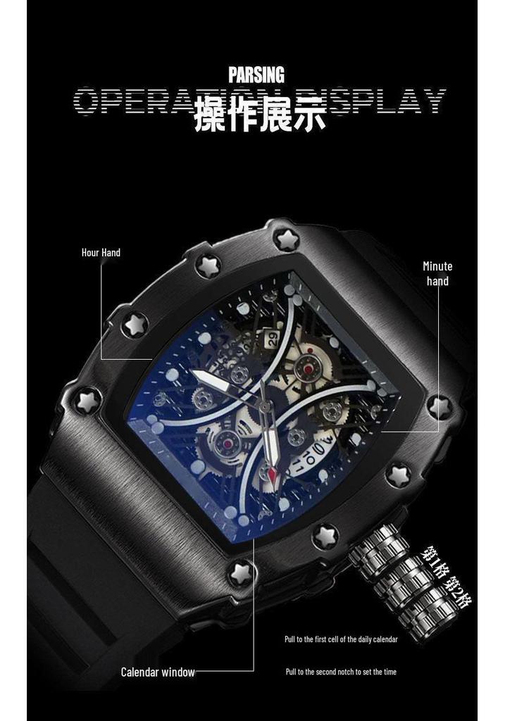 ZIDO Casual Men's Barrel Quartz Skeleton Watch - Luminous & Waterproof