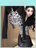 Tshirt Girls Oversize Leopard Print Vneck With Embroidery For Fall Fashion