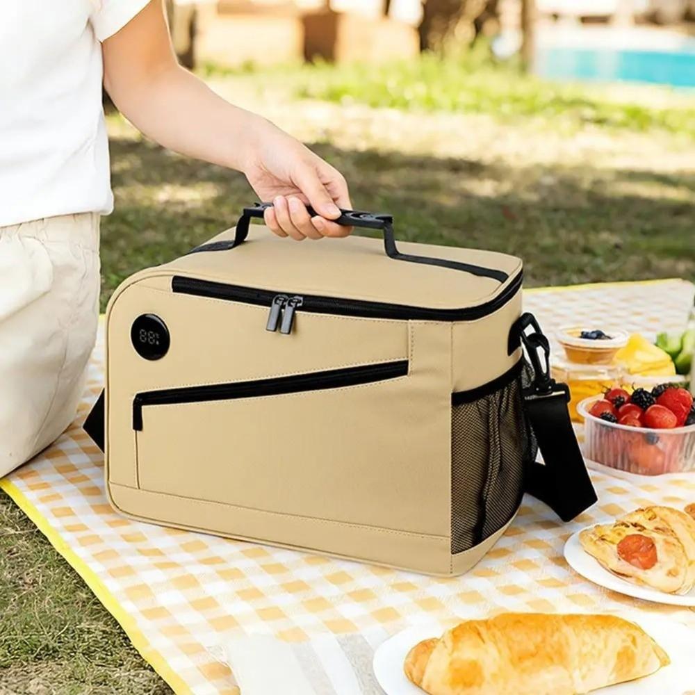 with Temperature Display Cooler Bag Large Capacity Insulated Lunch Bag Travel