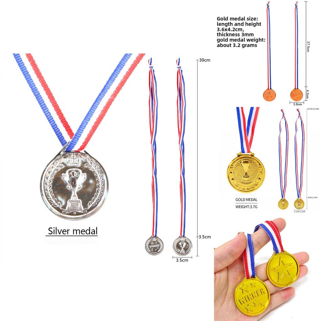 Children Plastic Gold Silver And Bronze Medal With Hanging Ropes For Sports Events And Party Gifts