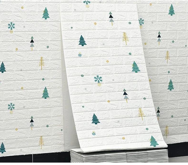 3D Self-Adhesive Wall Cover 70Cm*10M Continuous Water-Repellent Imitation Brick Wall Decals Wallcovering Living Room Home Decoration