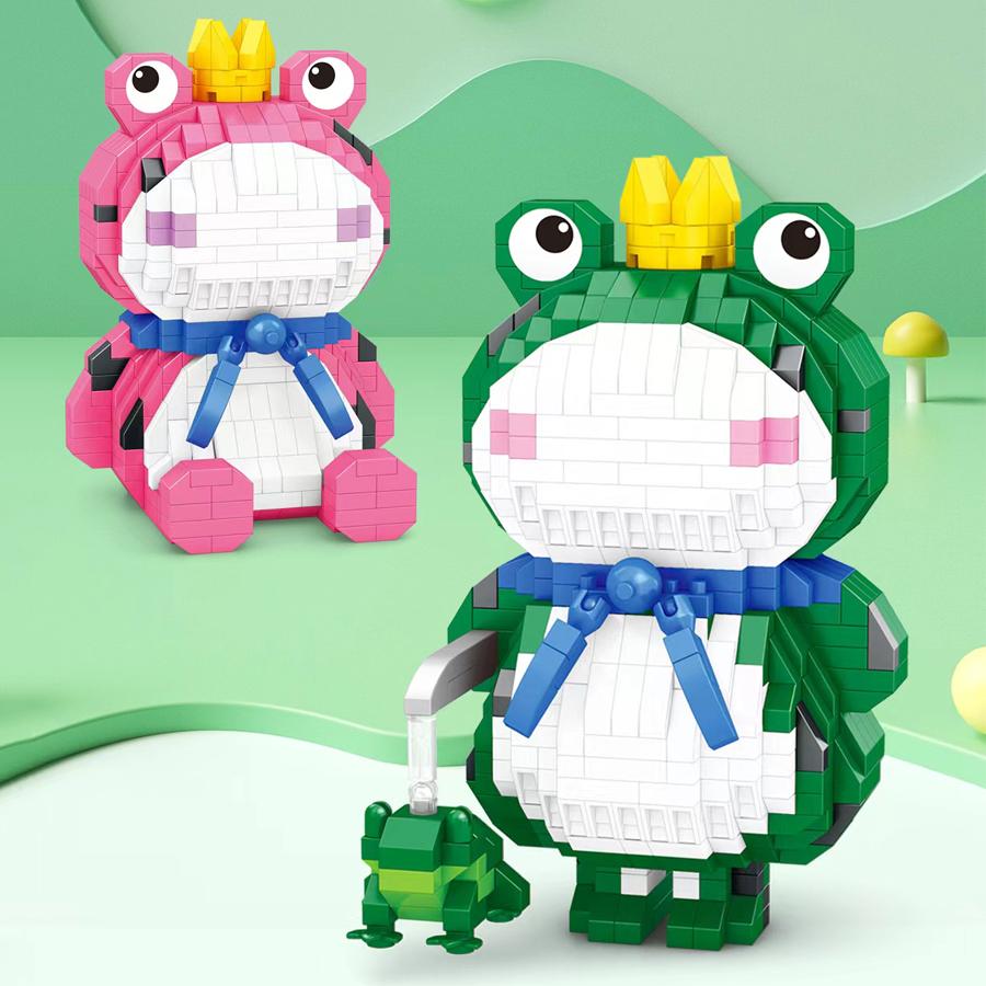 Cute Cartoon Frog Mini Bricks Animals Building Block Micro Blocks DIY Educational Kids Toys Desktop Ornament Christmas Toys