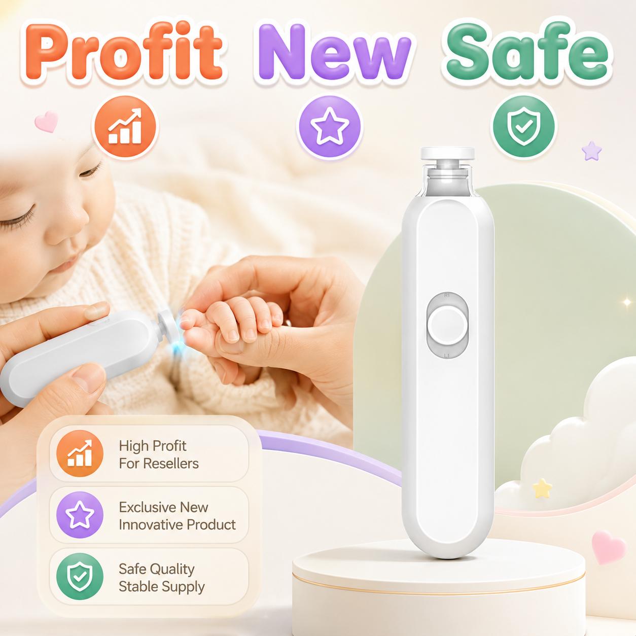 Baby Electric Nail Trimmer Night Use LED Light Electric Nail File Nail Polisher Care Kit for Baby Nail Trimming and Filing белый