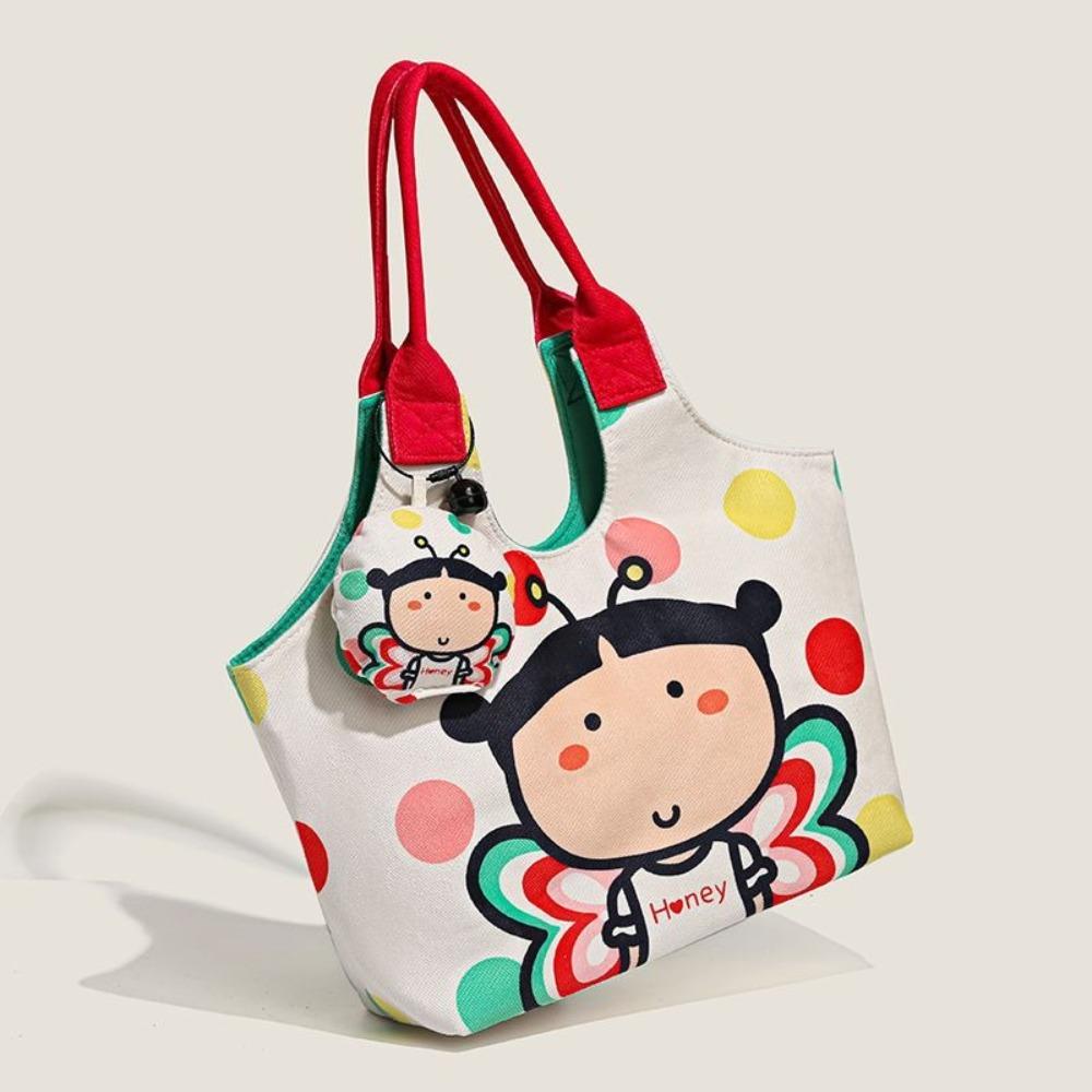 Fashion Cute Print Women's Cartoon Handbag Portable Durable Shoulder Bag Shell Bag Canvas Bag Travel Fabric Handbag