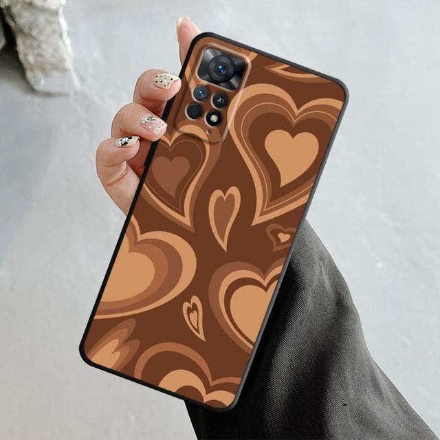 Fashion Brown Love Wood Grain Texture Case For Xiaomi Redmi Note 11t 11s 11 10 8 Pro 9 9s 9t 8t For Mi 10 8 9a 9c 10c 12c K60