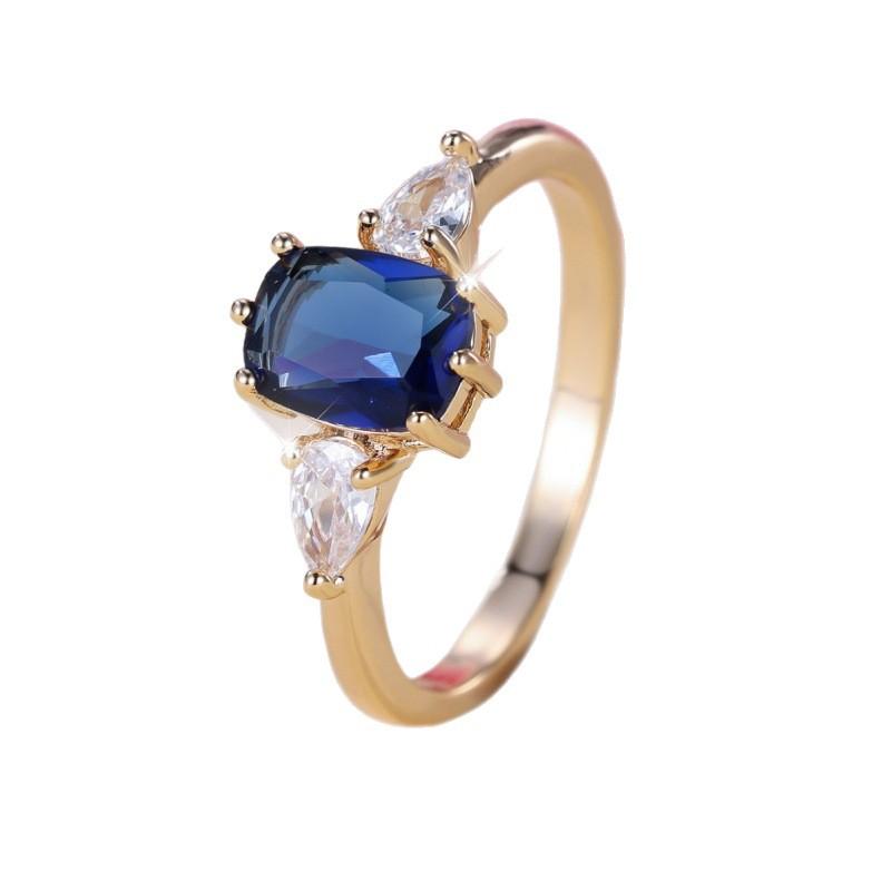 Wish European and American Six-claw Inlaid Sapphire Ring Simple Light Luxury Ring