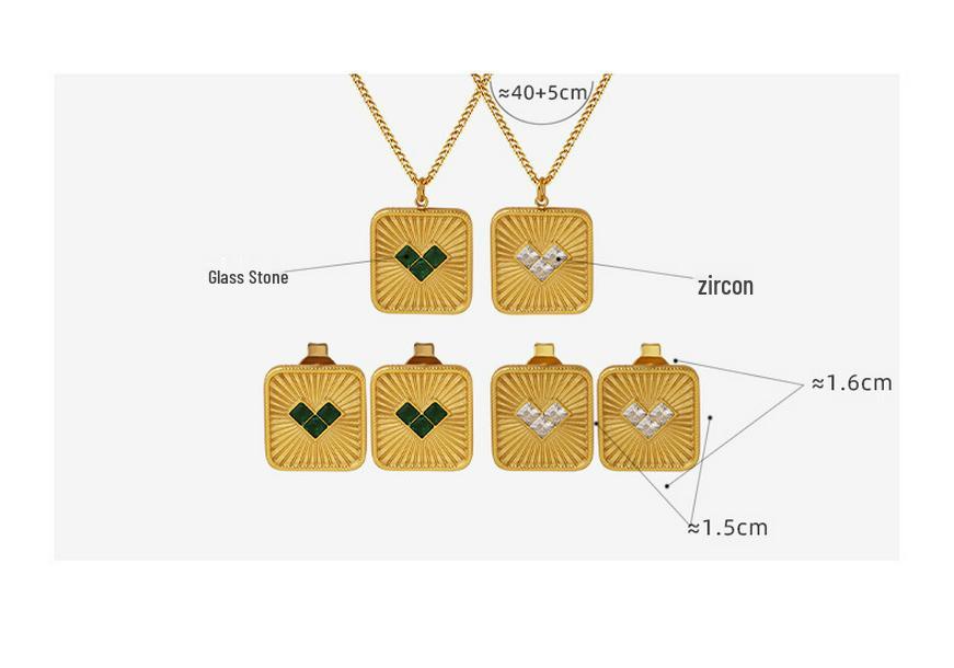 European Style Heart-Shaped Zircon Stone Earrings and Necklace Set