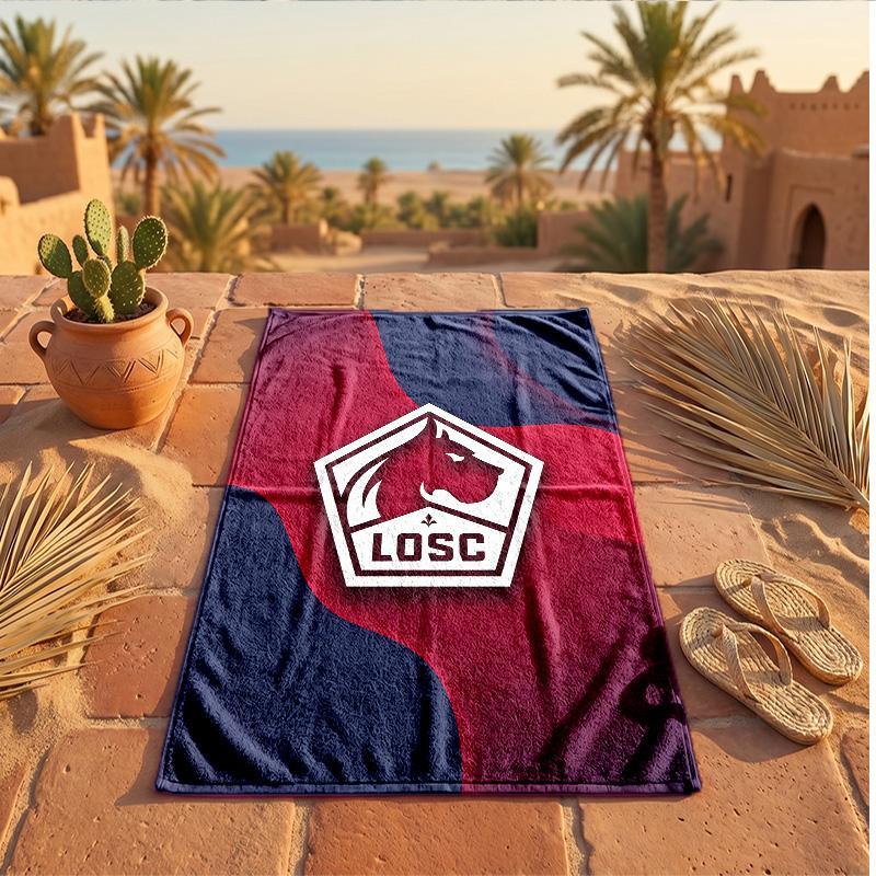 LOSC Lille FC Print Microfiber Beach Towel Quick Dry Absorbent Large Towel For Beach Swimming Travel