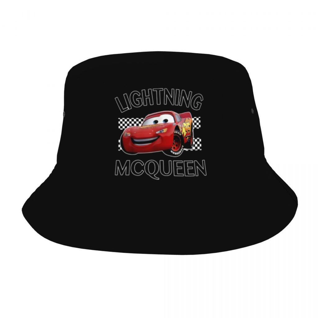 Custom Lightning McQueen Cars Bucket Hat for Unisex Women Printed Cartoon Summer Travel Beach Outdoor Camping Cap