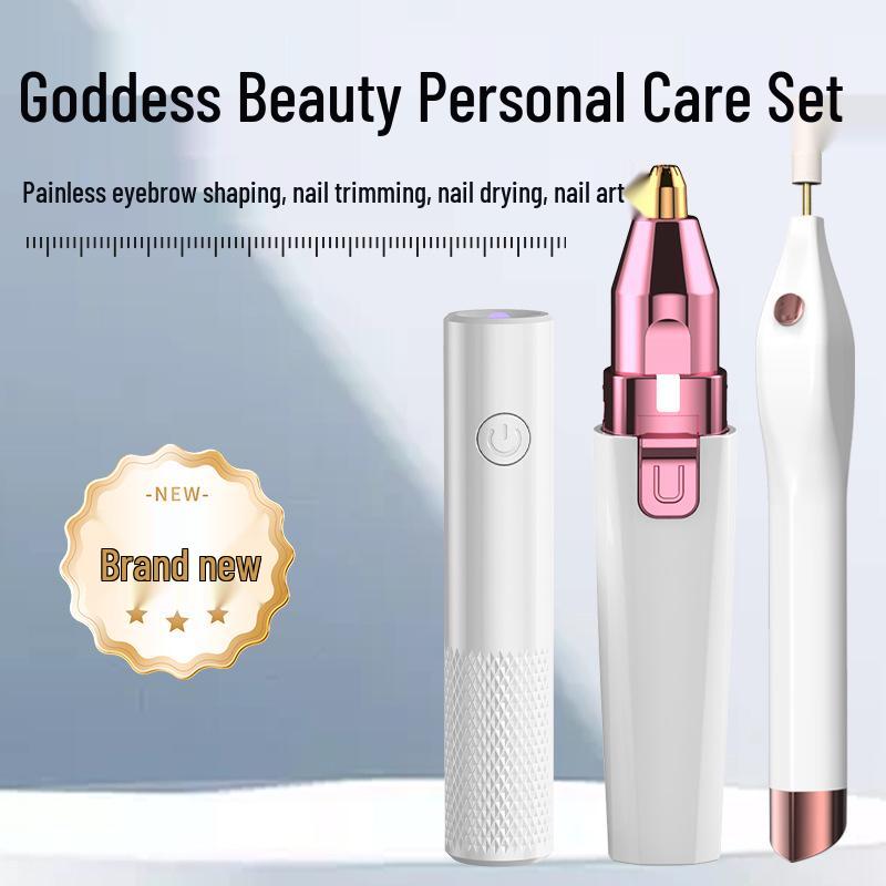 Portable Nail & Eyebrow Grooming Set with Quick-Dry LED Nail Lamp белый