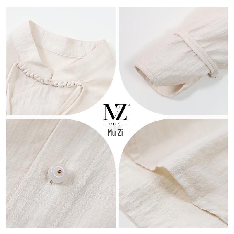 Muzi Women's Thin Stand-Up Collar Shirt