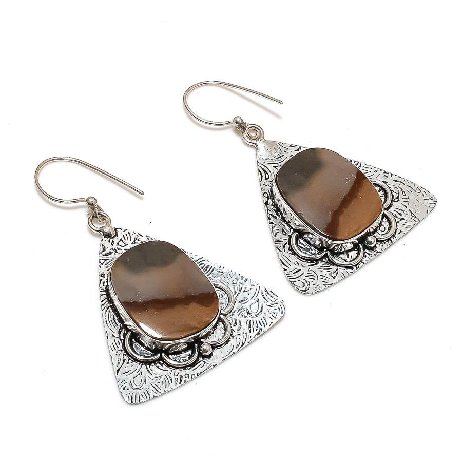 Natural Imperial Jasper Gemstone 925 Sterling Silver Jewelry Earring 1.81" ZS-1347